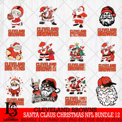 Cleveland Browns Satan Claus Christmas NFL Bundle 12 Svg Eps Dxf Png File,NFL Svg Files,Digital Download,Sublimation,Instant Download