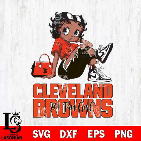 Cleveland Browns #1 Black Fan Girl Betty Boop Svg Eps Dxf Png File, Digital Download, Instant Download