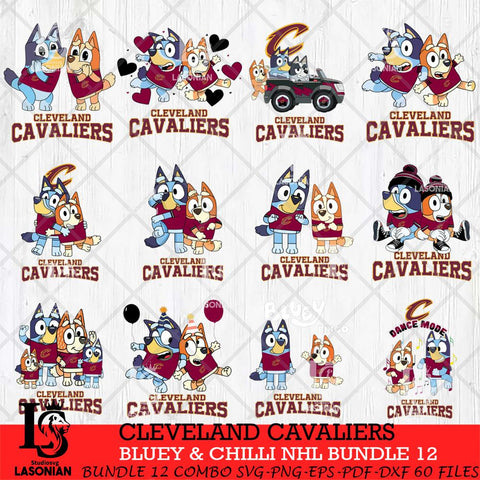 Cleveland Cavaliers Bluey & Bingo NBA Bundle 12 SVG Eps Dxf Png File, Bundle NBA svg, Digital Download, Instant Download