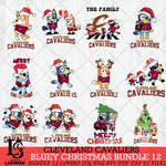 Cleveland Cavaliers Bluey Happy Christmas Bundle 12 Svg Eps Dxf Png File, Digital Download