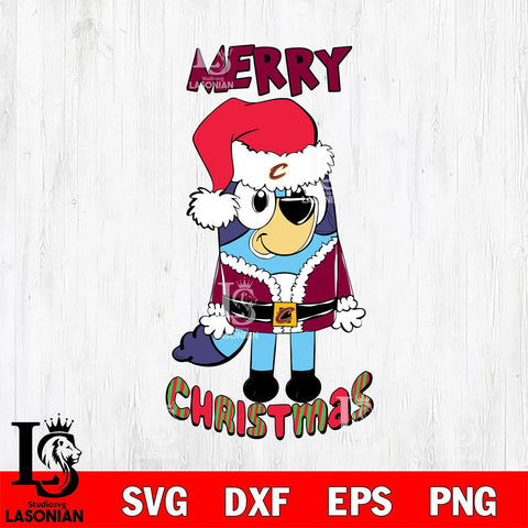 Cleveland Cavaliers Bluey Merry Christmas Bluey Santa Claus Svg Eps Dxf Png File, Digital Download