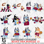 Cleveland Cavaliers Bluey NBA Bundle 12 Svg Eps Dxf Png File, Digital Download, Instant Download