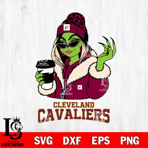 Cleveland Cavaliers Boujee Grinch Girls Christmas Cut Files Cricut, Svg Dxf Eps Png file , Silhouette