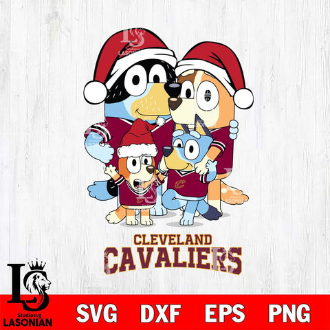 Cleveland Cavaliers Christmas Bluey Family Sport Svg , Christmas Svg , Bluey svg , Digital Download, dxf eps png pdf file