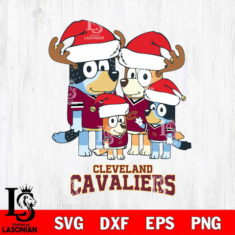 Cleveland Cavaliers Christmas Bluey Santa Family Svg , Christmas Svg , Bluey svg , Digital Download, dxf eps png pdf file