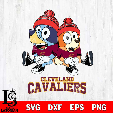 Cleveland Cavaliers Christmas Bluey & Bingo Sit Svg , Christmas Svg , Bluey svg , Digital Download, dxf eps png pdf file