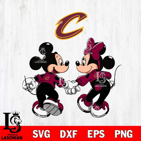 Cleveland Cavaliers Fan Minnie And Mickey Love Svg Eps Dxf Png File, Digital Download, Instant Download