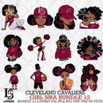 Cleveland Cavaliers Girl NBA Bundle 12 Svg Eps Dxf Png File, Digital Download, Instant Download