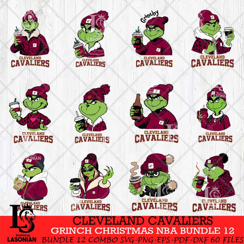 Cleveland Cavaliers Grinch Christmas NBA Bundle 12 Cut Files Cricut, Svg Dxf Eps Png file , Silhouette