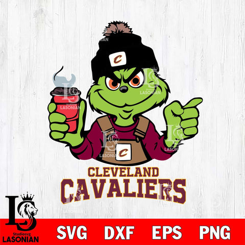 Cleveland Cavaliers Grinch with coffee Svg Eps Dxf Png File, Digital Download, Instant Download