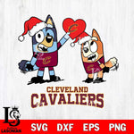 Cleveland Cavaliers Love Bluey Christmas Svg Eps Dxf Png File, Digital Download