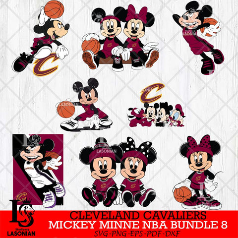 Cleveland Cavaliers  Mickey Minne NBA Bundle 8 SVG Svg Eps Dxf Png File, NBA svg, Digital Download, Instant Download