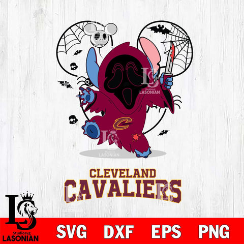 Cleveland Cavaliers Stitch Ghost Face Halloween 2 Svg Eps Dxf Png File, Digital Download, Instant Download