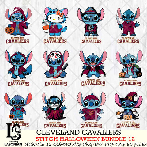 Cleveland Cavaliers Stitch Horror Bundle 12 SVG Svg Eps Dxf Png File, Bundle NBA svg, Digital Download, Instant Download