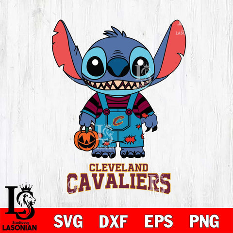 Cleveland Cavaliers Stitch Horror Halloween Svg Eps Dxf Png File, NBA svg, Digital Download, Instant Download