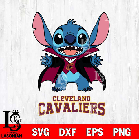 Cleveland Cavaliers Stitch Vampire halloween Svg Eps Dxf Png File, NBA svg, Digital Download, Instant Download