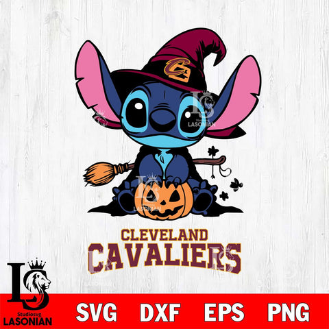 Cleveland Cavaliers Stitch witch Svg Eps Dxf Png File, NBA svg, Digital Download, Instant Download