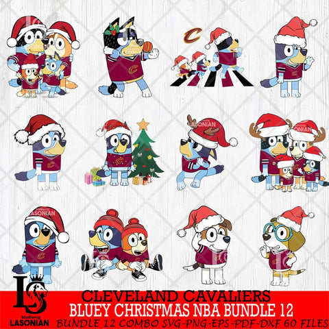 Cleveland Cavaliers  Bluey Christmas NBA Bundle 12 Svg Eps Dxf Png File, Digital Download, Instant Download