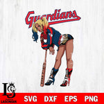 Cleveland Guardians Black Fan Girl Harley Quinn MLB Svg Eps Dxf Png File, Digital Download, Instant Download