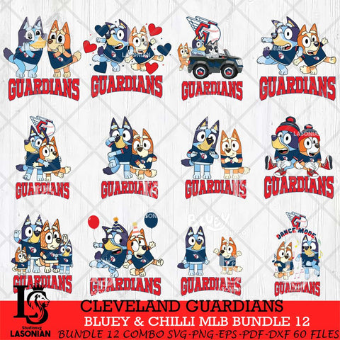 Cleveland Guardians Bluey & Bingo MLB Bundle 12 SVG Eps Dxf Png File, Bundle MLB svg, Digital Download, Instant Download