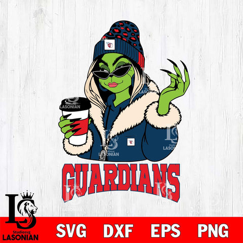 Cleveland Guardians Boujee Grinch Girls Christmas Cut Files Cricut, Svg Dxf Eps Png file , Silhouette