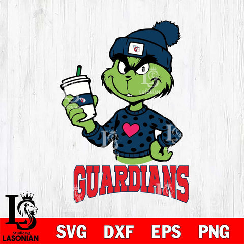 Cleveland Guardians Boujee Grinch Heart Christmas Cut Files Cricut, Svg Dxf Eps Png file , Silhouette