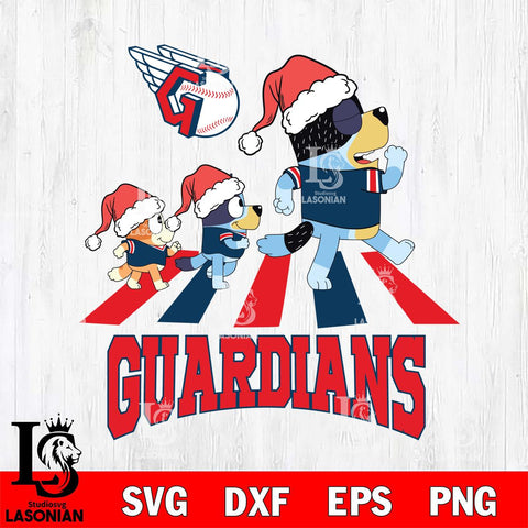 Cleveland Guardians Christmas Family Bluey Walking Cricut , Christmas Svg , Bluey svg , Digital Download, dxf eps png pdf file