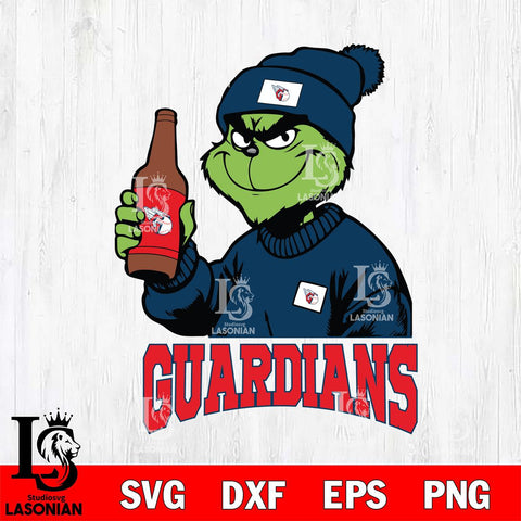 Cleveland Guardians Grinch Drinking Beer Christmas Cut Files Cricut, Svg Dxf Eps Png file , Silhouette