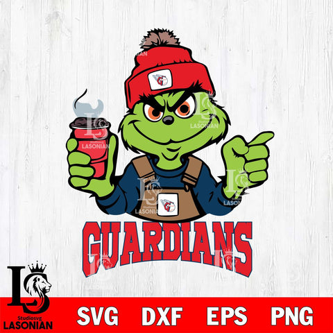 Cleveland Guardians Grinch with coffee Svg Eps Dxf Png File, Digital Download, Instant Download