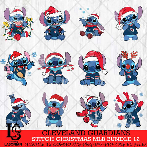 Cleveland Guardians Stitch Christmas MLB Bundle 12 SVG DXF EPS PNG file, Cut file cricut, Instant Download