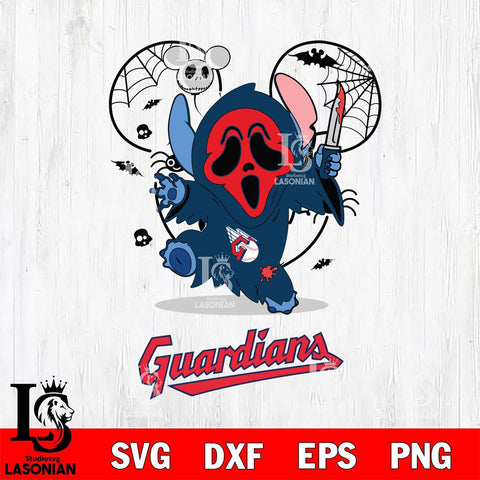 Cleveland Guardians Stitch Ghost Face Halloween 2 Svg Eps Dxf Png File, Digital Download, Instant Download