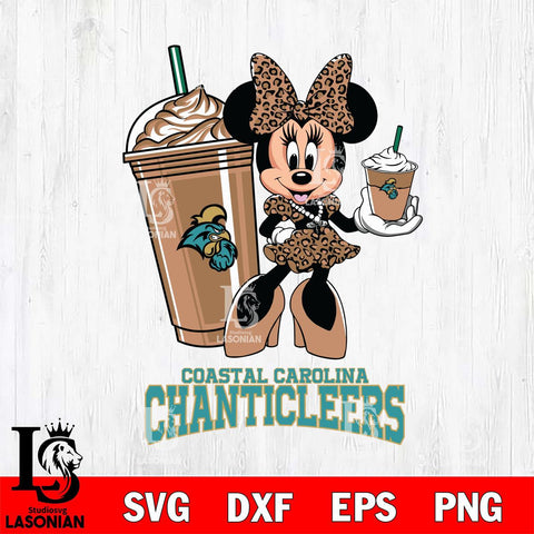 Coastal Carolina Chanticleers Minnie Mouse Fan And Coffee Svg Eps Dxf Png File, Digital Download, Instant Download