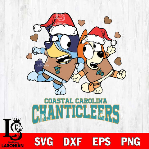 Coastal Carolina Chanticleers Bluey Christmas NFL Svg Eps Dxf Png File, Digital Download