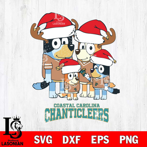 Coastal Carolina Chanticleers Christmas Bluey Santa Family Cut Files,Bluey Cricut,Christmas Svg , Bluey svg , Digital Download, dxf eps png pdf file