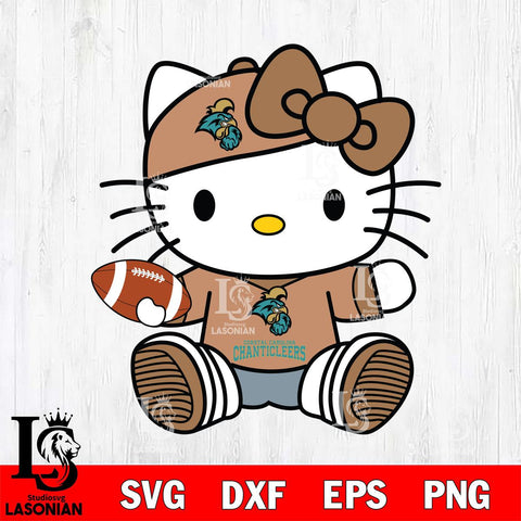 Coastal Carolina Chanticleers Cute Hello Kitty Football 11 Svg Eps Dxf Png File, NCAA svg, Digital Download, Instant Download