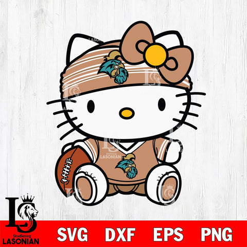 Coastal Carolina Chanticleers Cute Hello Kitty Football 12 Svg Eps Dxf Png File, NCAA svg, Digital Download, Instant Download