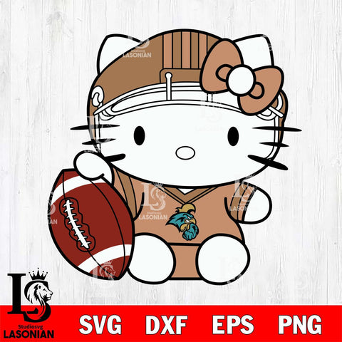 Coastal Carolina Chanticleers Cute Hello Kitty Football 5 Svg Eps Dxf Png File, NCAA svg, Digital Download, Instant Download