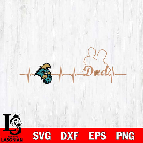 Coastal Carolina Chanticleers Father Heart Beat Svg Eps Dxf Png File, Digital Download, Instant Download