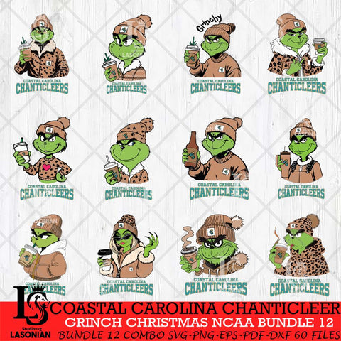 Coastal Carolina Chanticleers Grinch Christmas NCAA Bundle 12 Svg Eps Dxf Png File,Cricut files, Digital Download, Instant Download