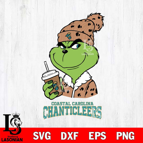 Coastal Carolina Chanticleers Grinch Cofffe Christmas Cut Files Cricut, Svg Dxf Eps Png file, Digital download , Silhouette