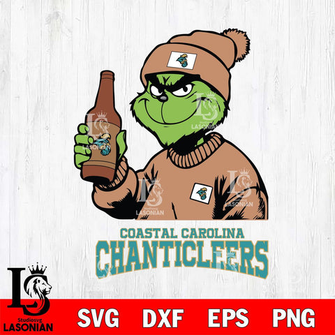 Coastal Carolina Chanticleers Grinch Drinking Beer Christmas Cut Files Cricut, Svg Dxf Eps Png file, Digital download , Silhouette