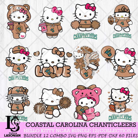 Coastal Carolina Chanticleers Hello Kitty Bundle 12 SVG Svg Eps Dxf Png File, Digital Download, Instant Download