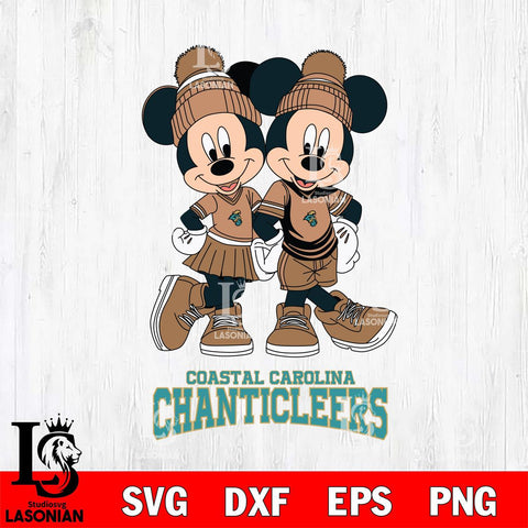 Coastal Carolina Chanticleers Mickey And Minnie Mouse Football Svg Eps Dxf Png File, NCAA svg , File Cut , Digital Download , Instant Download, Cut Svg Files