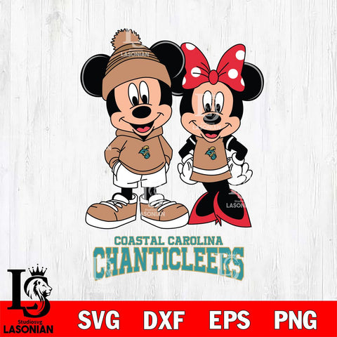 Coastal Carolina Chanticleers Mickey Minnie Mouse Cute Football Svg Eps Dxf Png File, NCAA svg , File Cut , Digital Download , Instant Download, Cut Svg Files