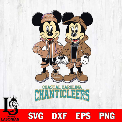 Coastal Carolina Chanticleers Mickey Minnie Mouse Football Svg Eps Dxf Png File, NCAA svg , File Cut , Digital Download , Instant Download, Cut Svg Files