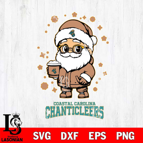 Coastal Carolina Chanticleers Santa Claus Coffe Svg dxf eps png pdf file,NCAA svg,Digital Download,Cricut file