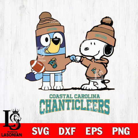 Coastal Carolina Chanticleers Snoopy & Bluey Football Svg Eps Dxf Png File,NCAA Svg Files,Chill Guy svg ,Digital Download ,Instant Download, Cricut File