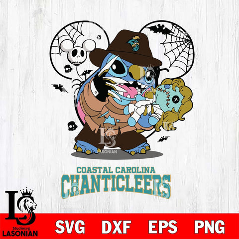 Coastal Carolina Chanticleers Stitch Freddy Krueger Halloween Svg Eps Dxf Png File, Digital Download, Instant Download