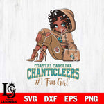 Coastal Carolina Chanticleers #1 beauty Black Fan Girl, Svg Eps Dxf Png File, Digital Download