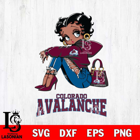 Colorado Avalanche Betty Boop Black Fan Girl Svg Eps Dxf Png File, Digital Download, Instant Download